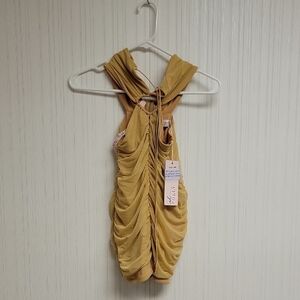 slim fit dress slacks Rent Oh Polly Azelie Embellished Draped Corset Mini Dress in Honey
